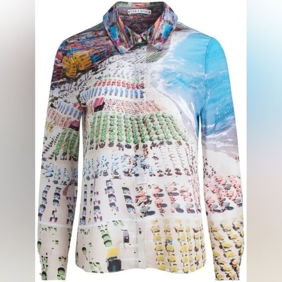 Alice + Olivia Multicolor Graphic Blouse - Picture 8 of 12